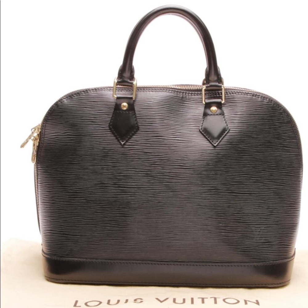 LOUIS VUITTON BLACK EPI ALMA PM SATCHEL HANDBAG